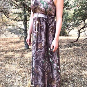Camo Print Womens Maxi Dress Camouflage Camo Bridesmaid Wedding Made in USA